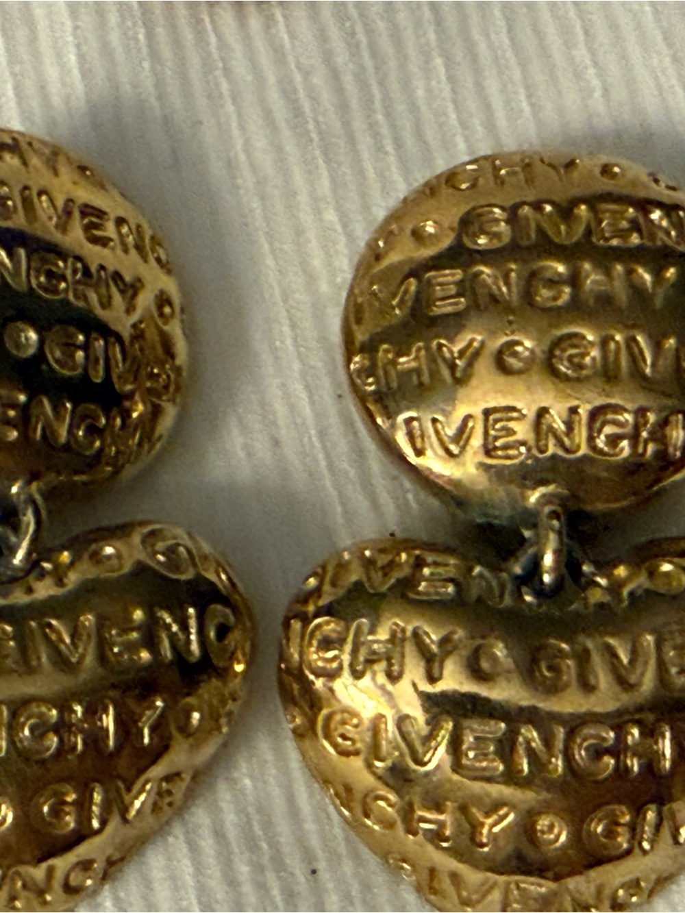 Givenchy Gold Heart Drop Logo Earrings